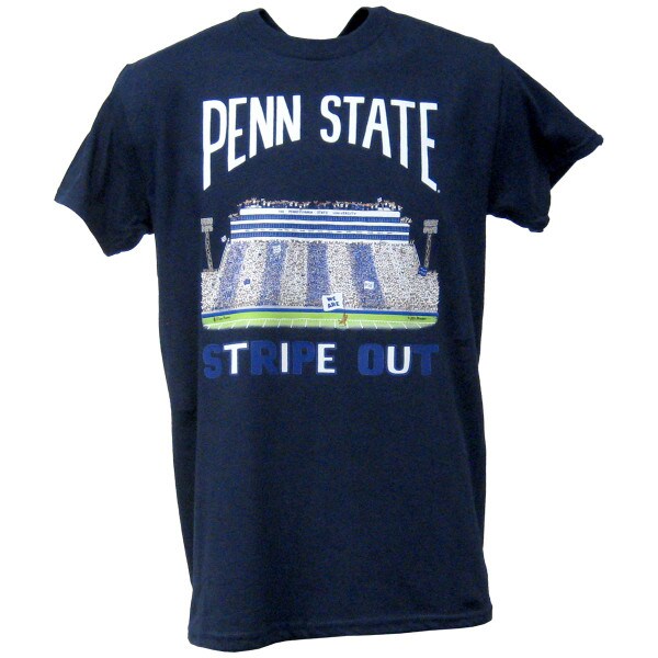 navy short sleeve t-shirt with Penn State Stripe Out stadium art